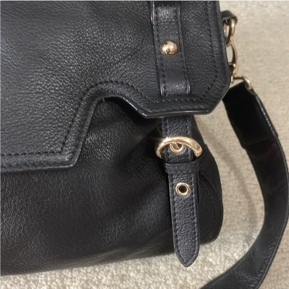 Danier Black Leather Satchel Purse Bag Crossbody Strap - Picture 4 of 16